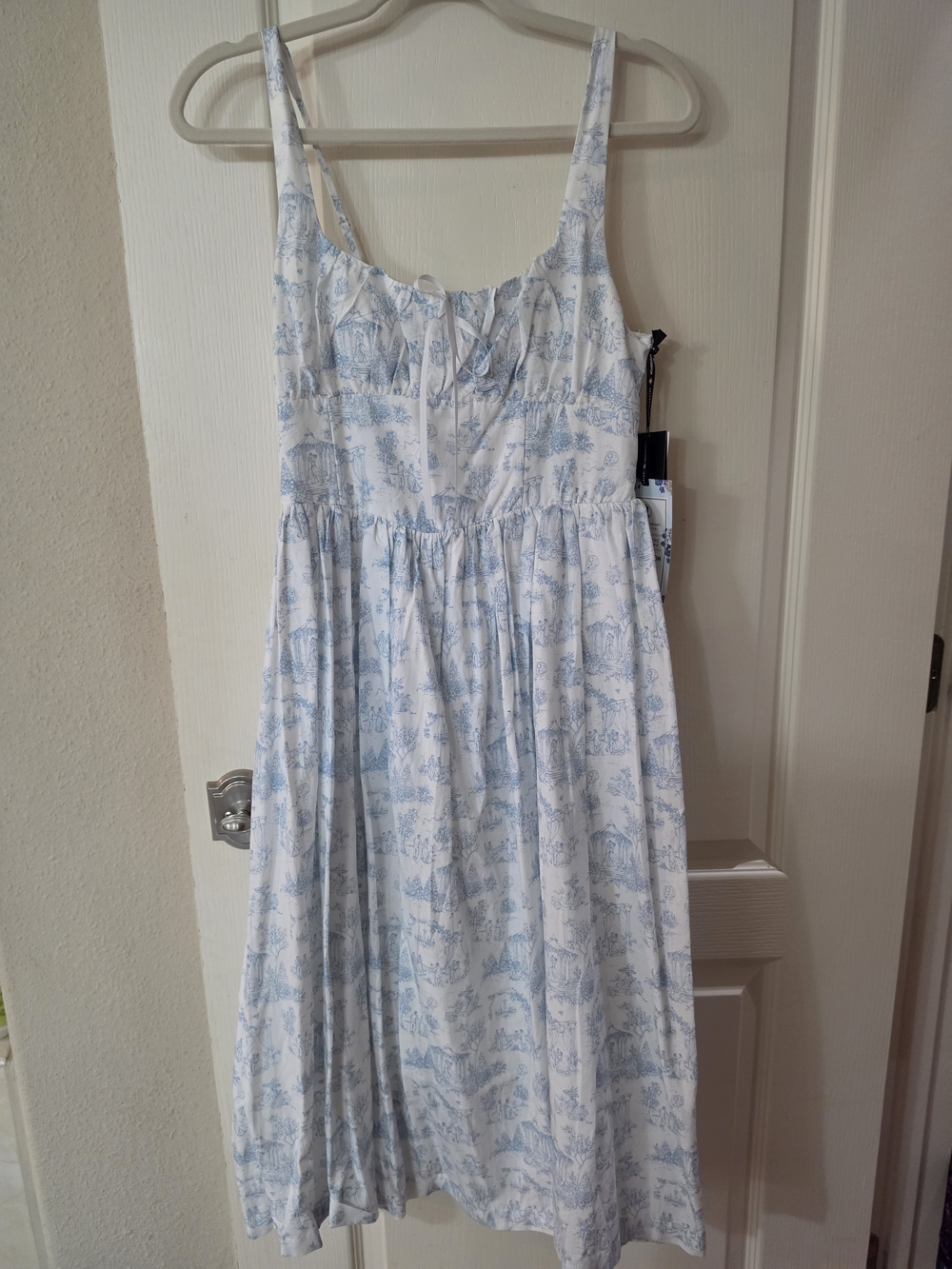 Light Blue Toile Print Sundress - Bridgerton